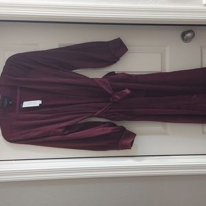 Satin Robe Dress Burgandy NWT